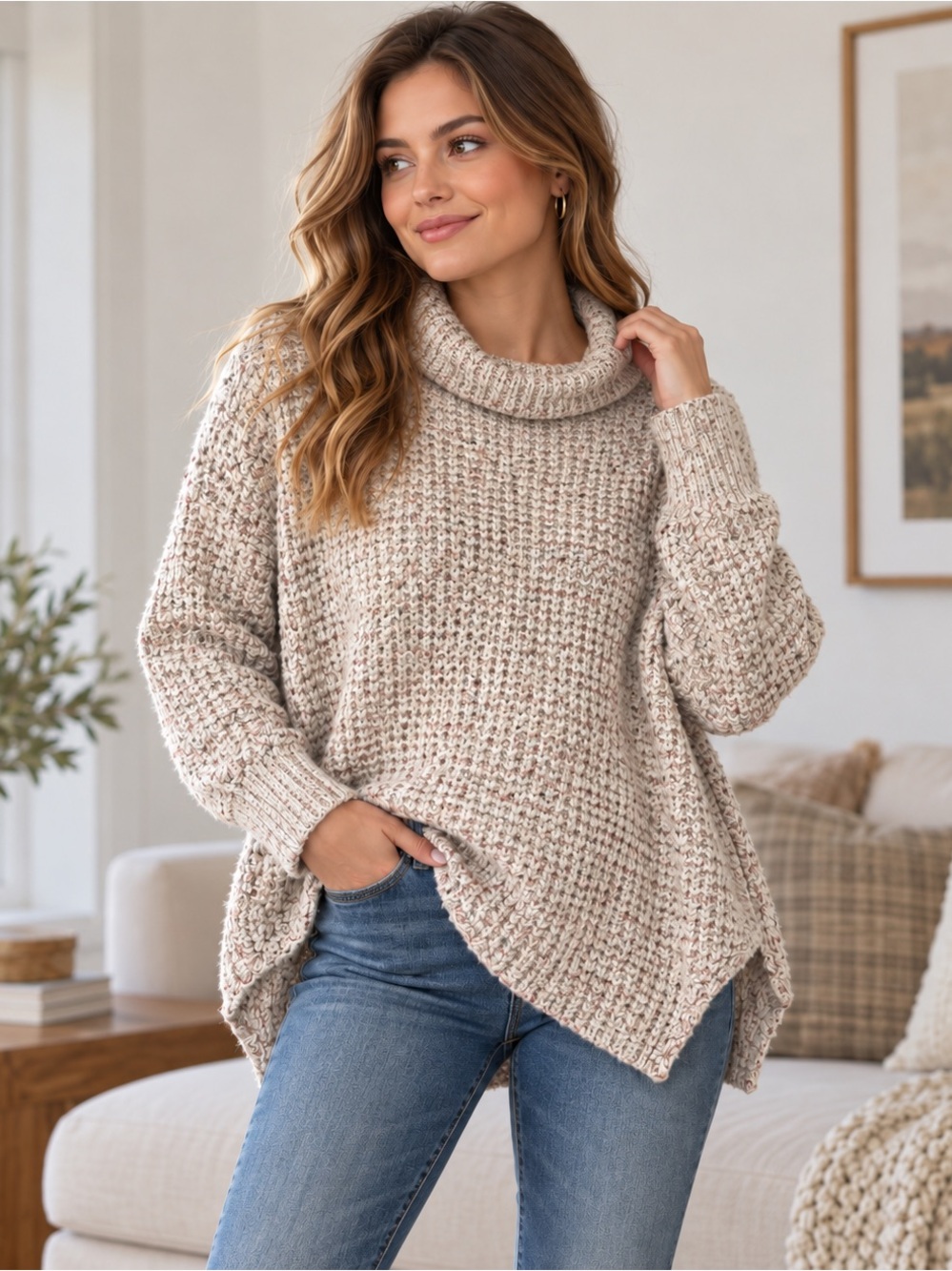 Free People Speckled Cream Sweater